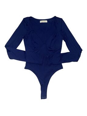 Qinsen navy long sleeve bodysuit